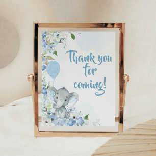 Blue Little Peanut Elephant Tack för att du kom Poster