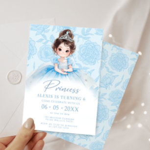 Blue Little Princess Royal Birthday Girl Inbjudningar