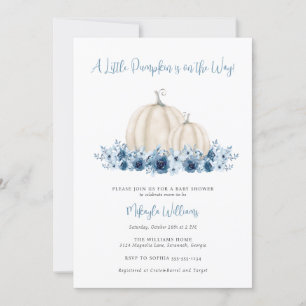 Blue Little Pumpkin är på Way Boy Baby Shower Inbjudningar
