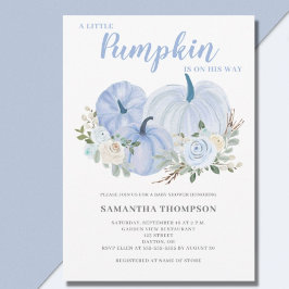 Blue Little Pumpkin Baby Shower-inbjudan Inbjudningar