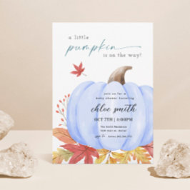 Blue Little Pumpkin Baby Shower-inbjudan Inbjudningar
