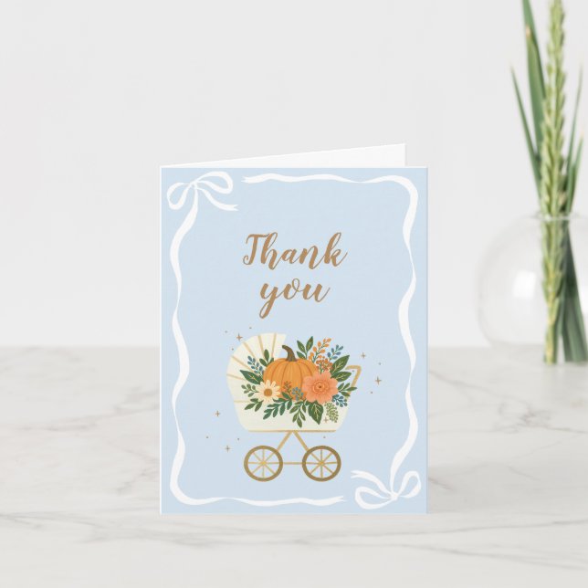 Blue Little Pumpkin Baby Shower Tack Kort (Framsida)