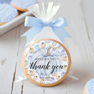 Blue Little Pumpkin Baby Shower Tack Runt Klistermärke