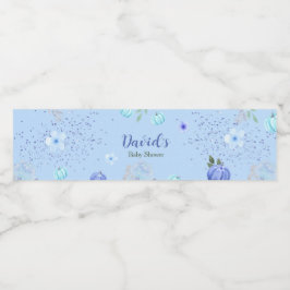 Blue Little Pumpkin Baby Shower Vattenflaskor Etikett