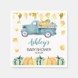 Blue Little Pumpkin Lastbil Baby Shower Napkin Pappersservett