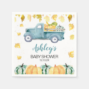 Blue Little Pumpkin Lastbil Baby Shower Napkin Pappersservett