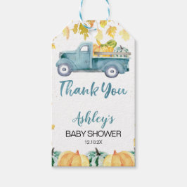 Blue Little Pumpkin Lastbil Baby Shower Presentetikett