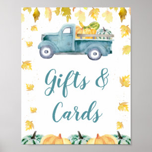 Blue Little Pumpkin Lastbil Baby Shower-skylt Poster