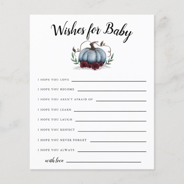 Blue Little Pumpkin Önskemål för Baby Card (Framsida)