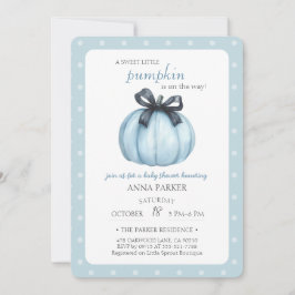 Blue Little Pumpkin Polka dots Baby Shower Inbjudningar