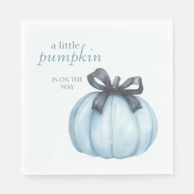 Blue Little Pumpkin Polka dots Baby Shower Pappersservett (Framsidan)