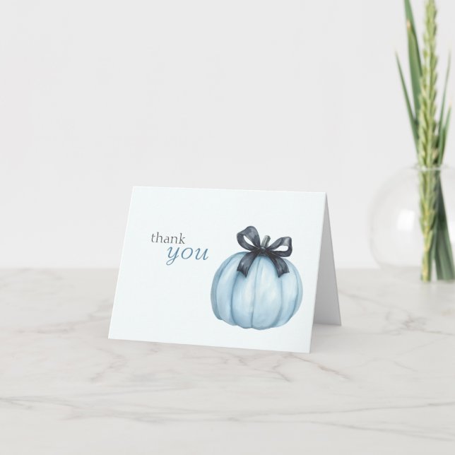 Blue Little Pumpkin Polka dots Baby Shower Tack Kort (Framsida)