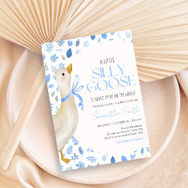 Blue Little Silly Goose Baby Shower Inbjudningar