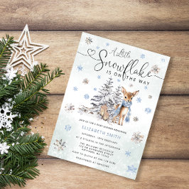 Blue Little Snowflake Winter Woodland Hjort Baby Inbjudningar
