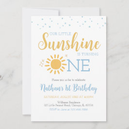 Blue Little Sunshine Birthday Inbjudningar