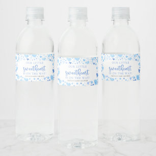 Blue Little Swehoney Valentine Baby Shower Vattenflaska Etikett