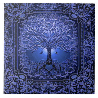 Blue Livets träd Ancient Rustic Kakelplatta