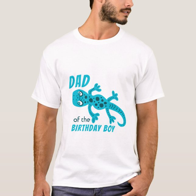 Blue Lizard Gecko Pappa från Birthday Boy Far T Shirt (Framsida)