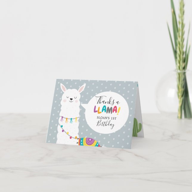 Blue Llama Cactus Photo Tack Kort (Framsida)