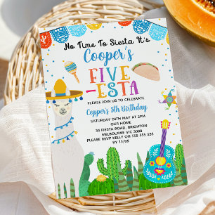 Blue Llama Taco Fiesta 5:e födelsedagen Inbjudningar