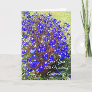 Blue Lobelia Personlig 70:e Bröllop-årsdagen Kort