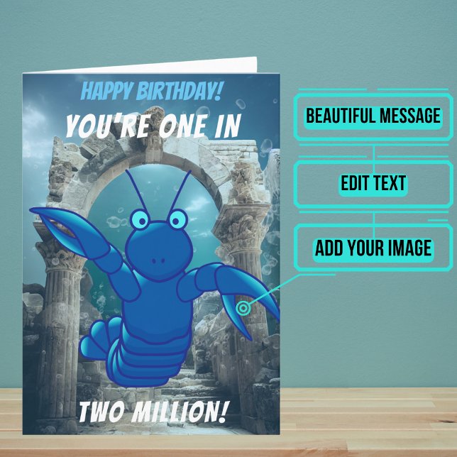 Blue Lobster Birthday Kort (If you know of someone just as rare and special as the blue lobster, then this card is for them.)