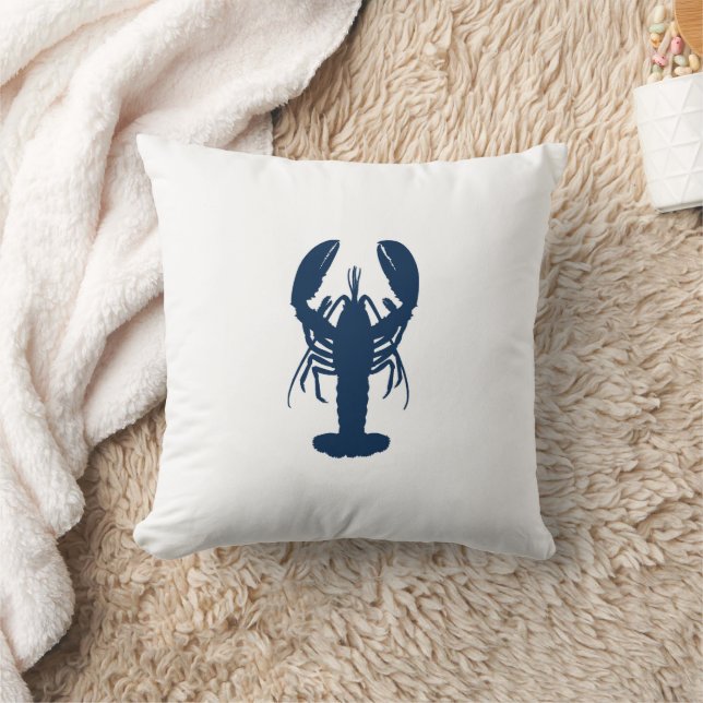 Blue Lobster Coastal Maine Karta Kudde (Filt)
