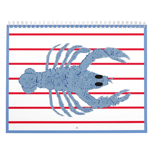 Blue Lobster Fransk Red Calendar Kalender (Omslag)