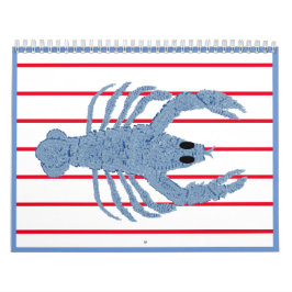 Blue Lobster Fransk Red Calendar Kalender