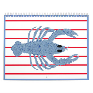 Blue Lobster Fransk Red Calendar Kalender