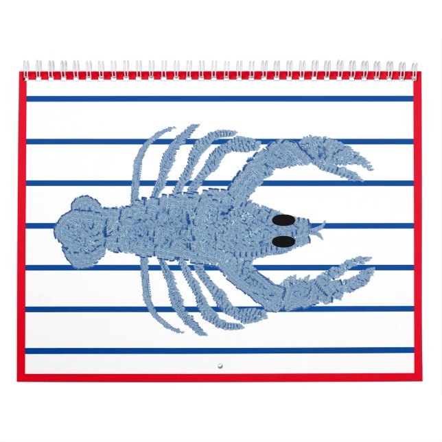 Blue Lobster Fransk Red Calendar Kalender (Omslag)