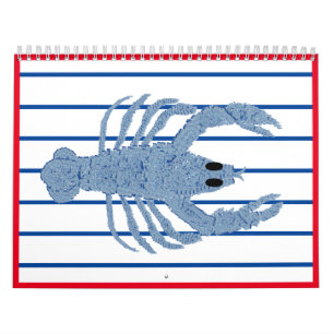 Blue Lobster Fransk Red Calendar Kalender
