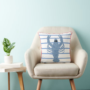 Blue Lobster Ginger Burk Burk Rand Kudde