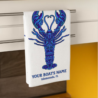 Blue Lobster Nautical Fisherman Boat Namn Kökshandduk