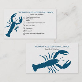 Blue Lobster Seafood Black White Simple Nautical B Visitkort