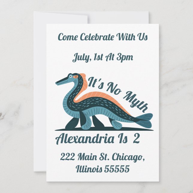 Blue Loch Ness Birthday Shirt Inbjudningar (Framsida)