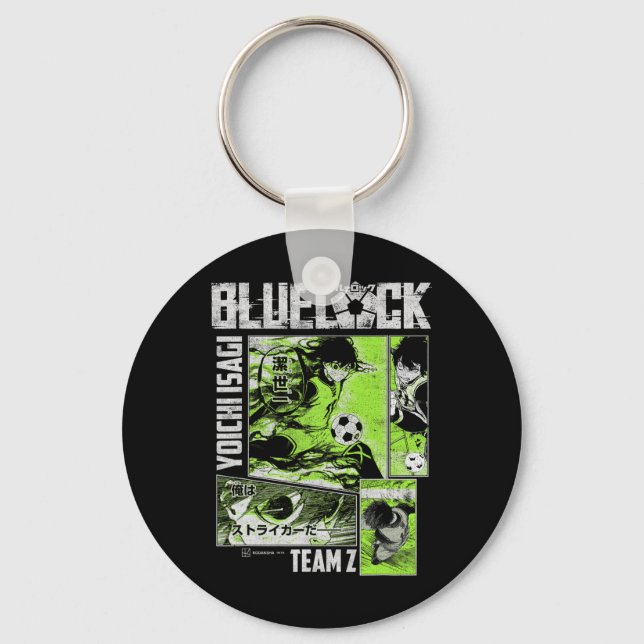 Blue Lock Yoichi Isagi delade fotbollspaneler  Nyckelring (Framsida)