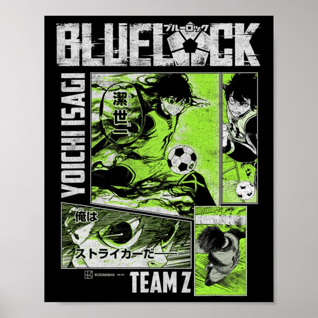 Blue Lock Yoichi Isagi delade fotbollspaneler  Poster (Framsidan)