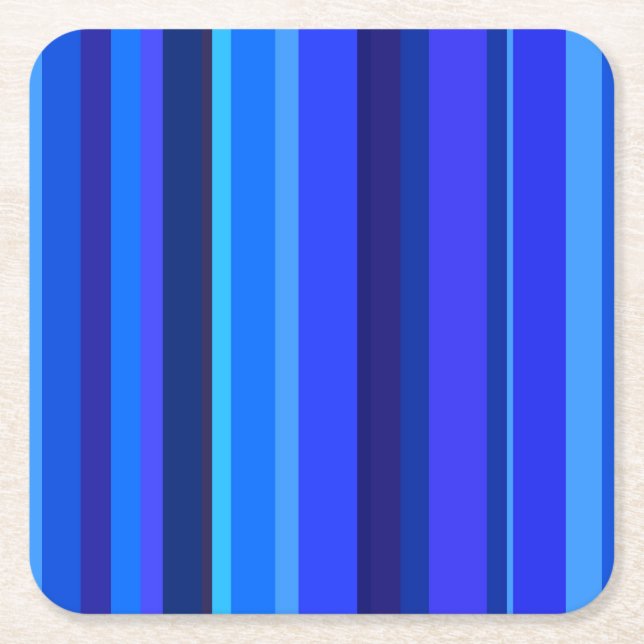 Blue lodrät rand underlägg papper kvadrat (Framsidan)