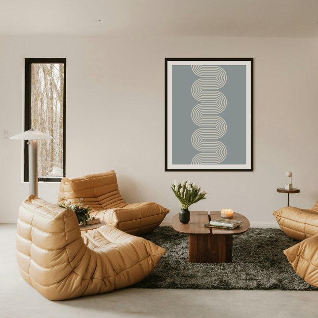 Blue Lombard Wavy Lines Modern Minimal Art Print Poster (Skapare uppladdad)