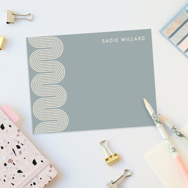 Blue Lombard Wavy Lines Modern Stationery Card Anteckningskort (Skapare uppladdad)