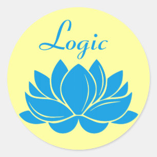 Blue Lotus Blommar Logic Runt Klistermärke
