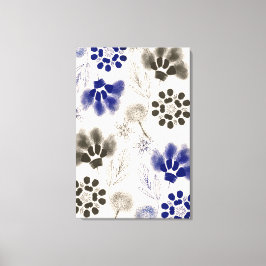 Blue Lotus Blommigt Teckning Canvastryck