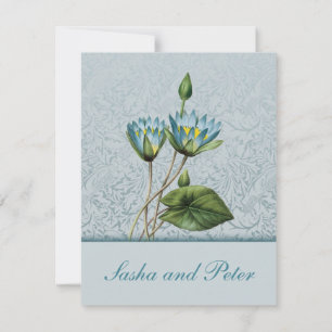 Blue Lotus Blommigt Wedding OSA Kort