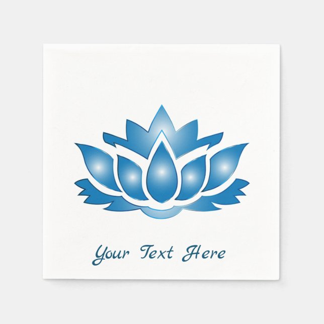 Blue Lotus Design med Personlig Text Pappersservett (Framsidan)