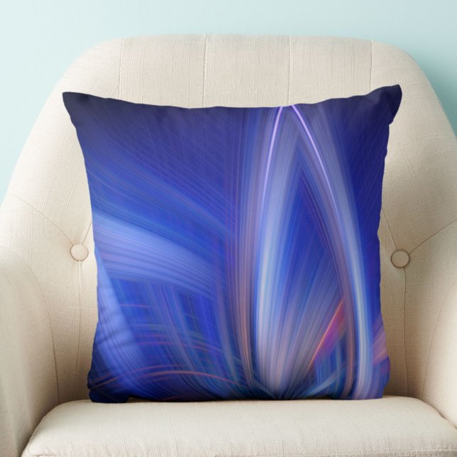 Blue Lotus Elegant Modern Abstrakt Light Mönster Kudde (A striking blue lotus light art pattern throw pillow, to beautify and calm your space. )
