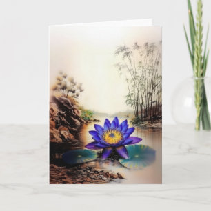 Blue Lotus Emerging from Muddy Vatten (Vietnam) Anteckningskort
