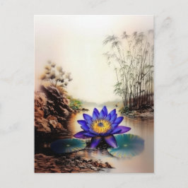 Blue Lotus Emerging from Muddy Vatten (Vietnam) Vykort