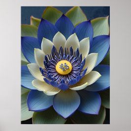 Blue Lotus Flower Andlig Art Poster