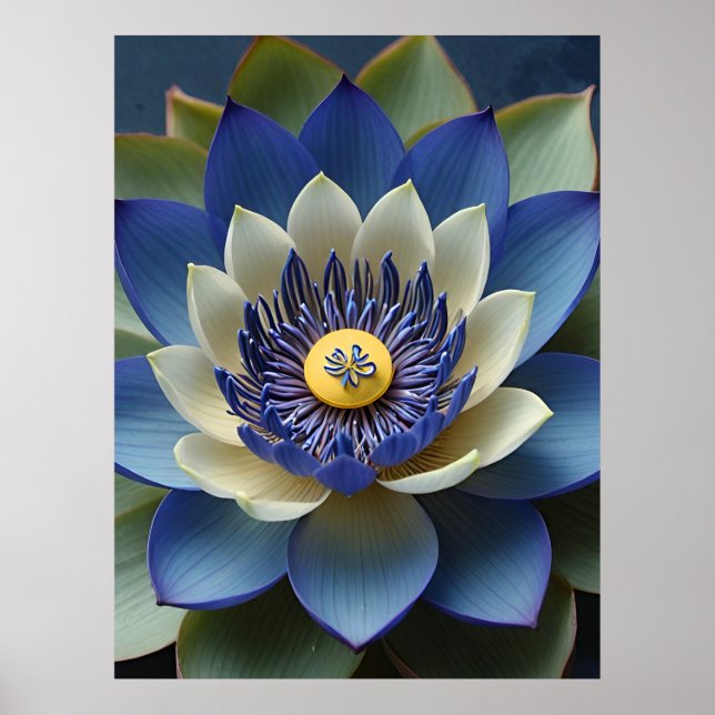 Blue Lotus Flower Andlig Art Poster (Framsidan)